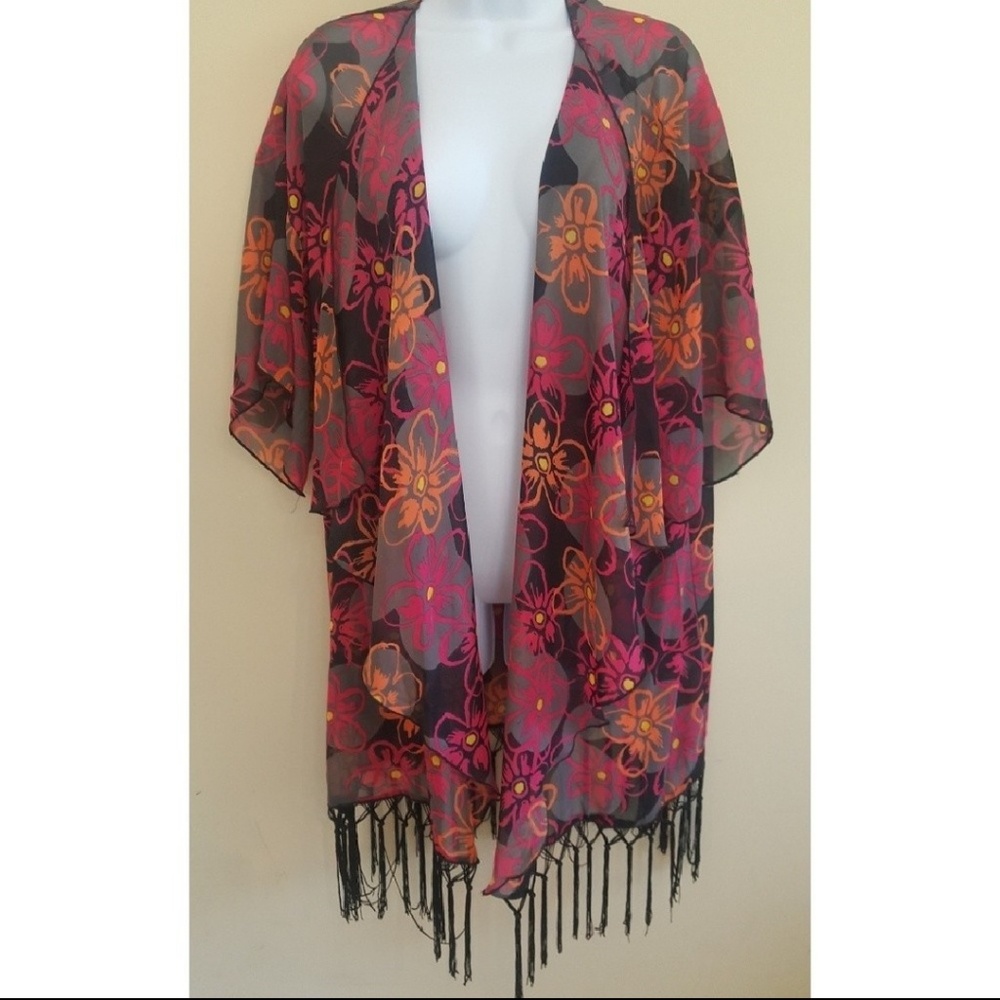 Lularoe Monroe fringe kimono sz large NWT